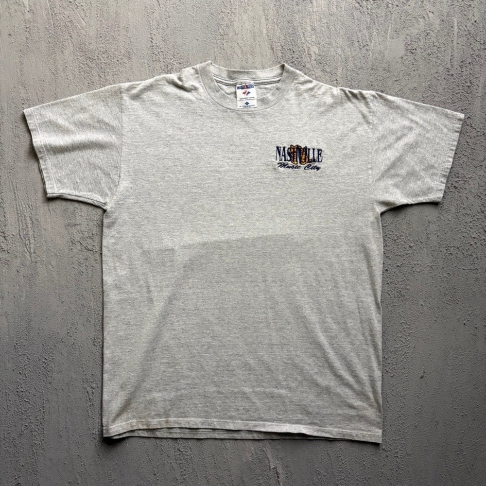 Vintage Nashville Music City Shirt Large Grey 1990s Embroidered
